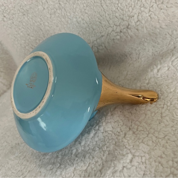 PEARL CHINA Co.(GUARANTED 22k GOLD TRIM) TEA POT ROBIN EGG BLUE, VINTAGE, NO LID - Picture 9 of 12